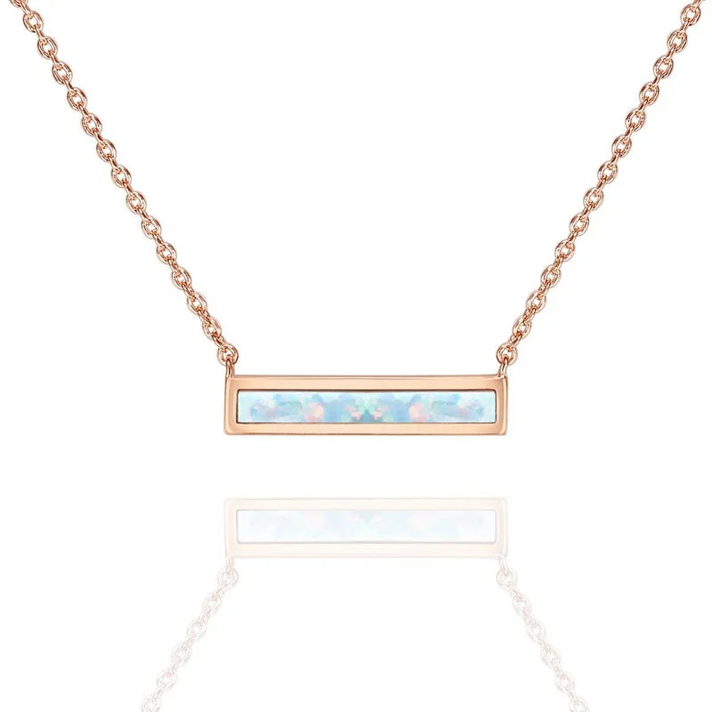Trendy Necklace Stainless Steel Jewelry 18K Gold Plated Women's Opal Opal Pendant Necklace Clavicle Jewelry Chain Necklace