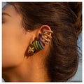 Luxury Stainless Steel 18k Gold Plated Ear Clip Full of Diamond Zircon Colorful Hypoallergenic Cuff Earrings for Women