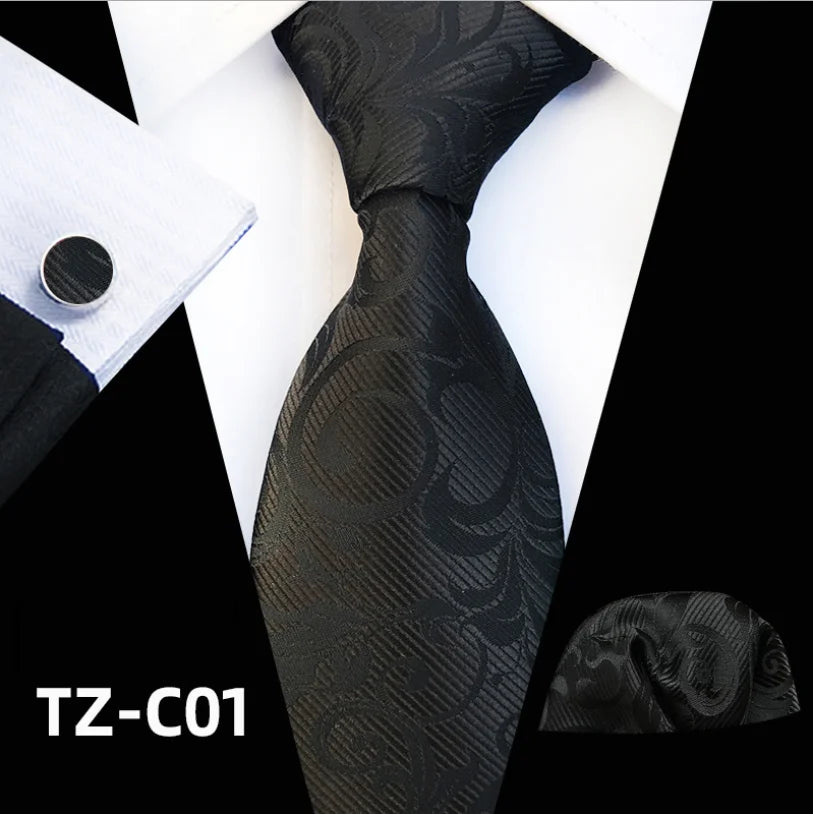 Custom Men Ties and Hanky Set Luxury Red Neckties With Pocket Squares Paisley Tie Pocket Square and Cufflink Set