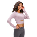 Women Soft Compression Long Sleeve Yoga T Shirt Tops Workout Sports Fitness Active Cropped Yoga Wear T Shirt