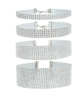 Super Flash Multi Row Rhinestone Choker Necklace Fashion Sexy Party Gold Silver Diamond Necklace for Women Girls Neck Jewelry