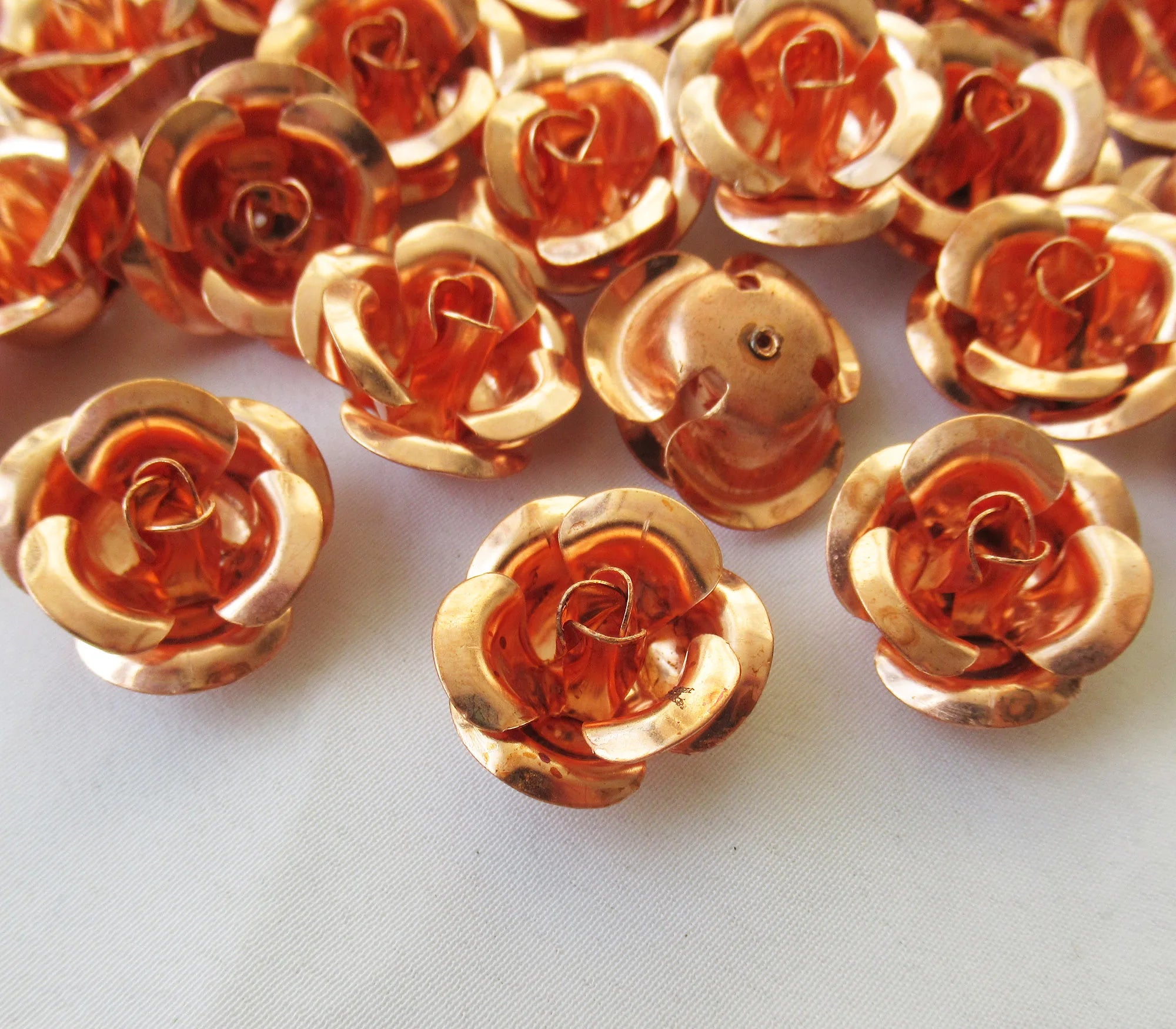 Copper Rose Bloom 20mm Iron Plated Decorative Floral Finding More Colors Can Be Plated