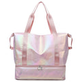 Women's Nylon Foldable Travel Bag Fashion Shining Waterproof Gym Tote and Weekend Duffle Handbags with Zipper Closure
