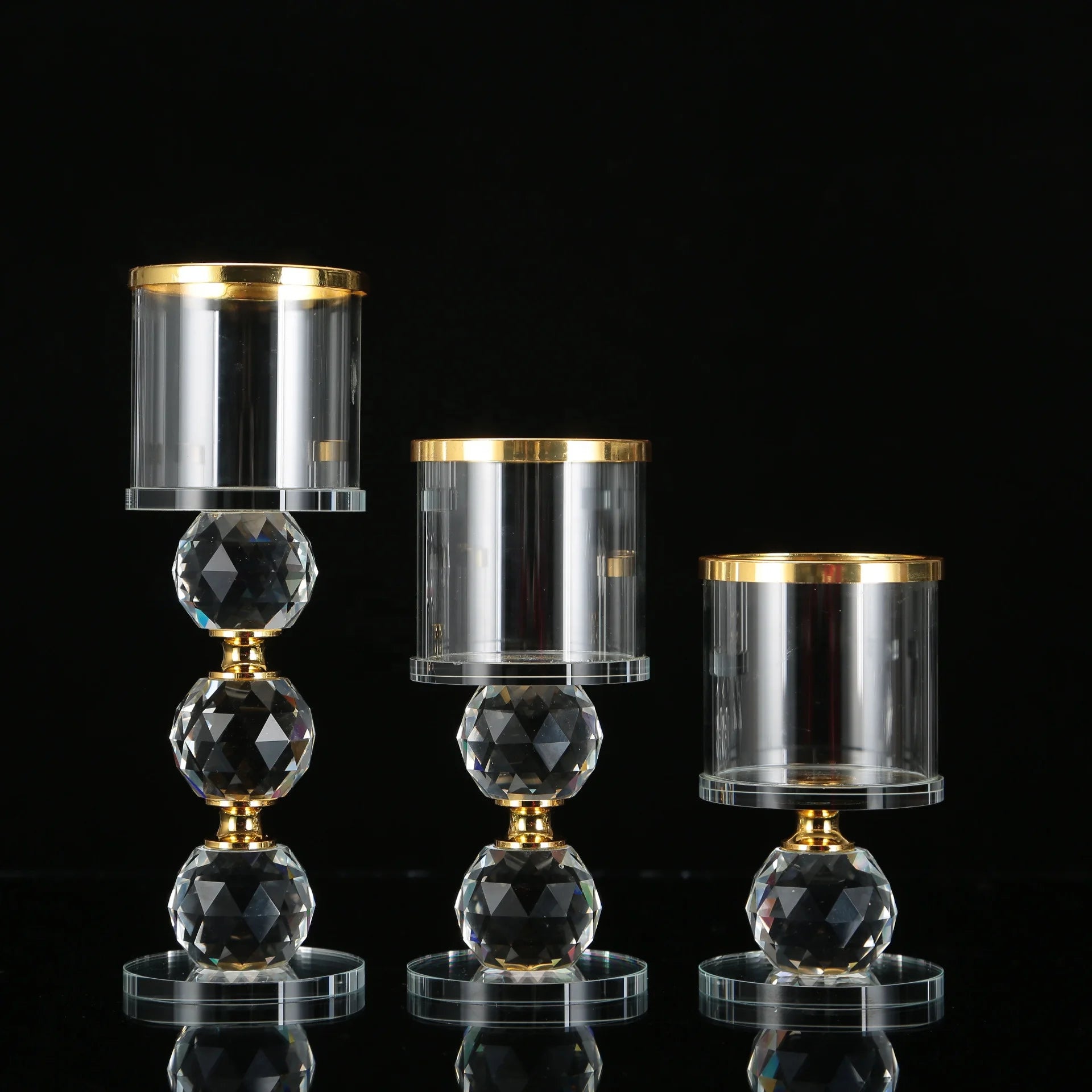 European Romantic Metal Crystal Candlestick for Home Hotel Wedding Decoration Candle Holder Candle Jars