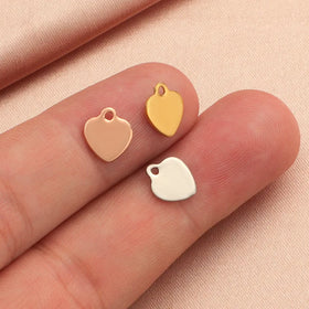 Tiny Heart Charms Pendant Jewelry Stainless Steel Metal Tags Custom Engraved logo