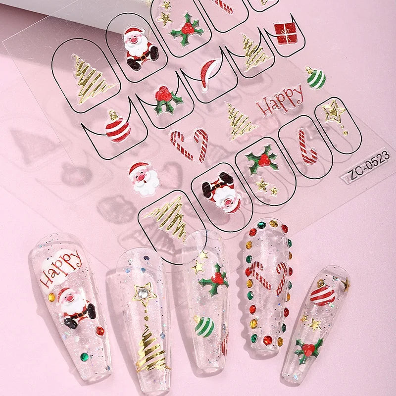 New Fashion Professional 3D Custom Nail Sticker Decals Laser Multi-Design DIY Plastic Nail Art Stickers