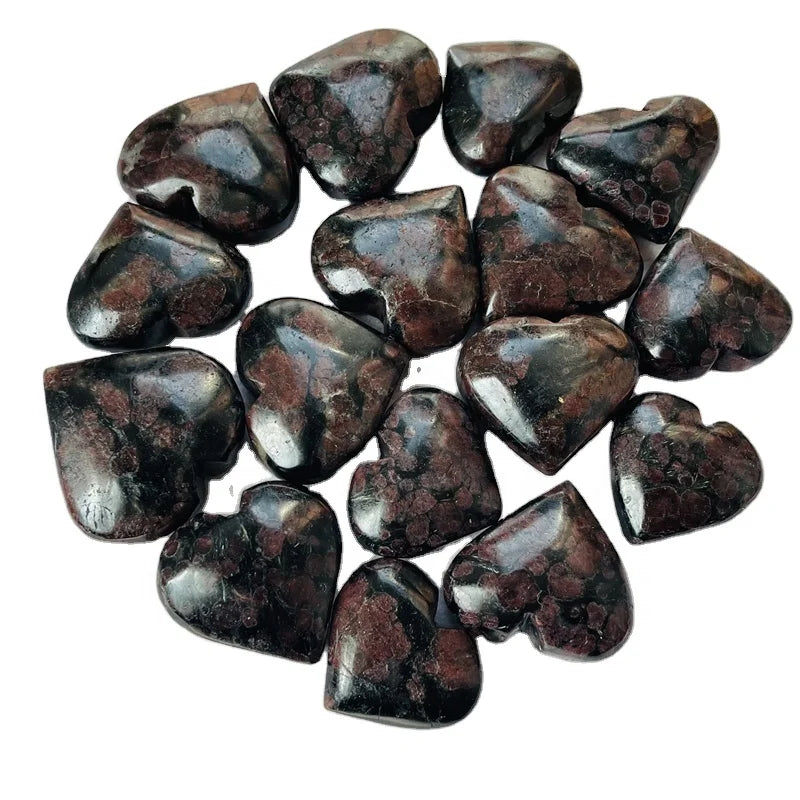 Wholesale natural crystal carving garnet heart crystal heart