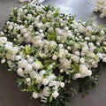 GJ-FRN036 10 ft Ceremony Wedding Artificial Flower Runner Backdrop Decor Table Runner White pink Silk Flowers Runner