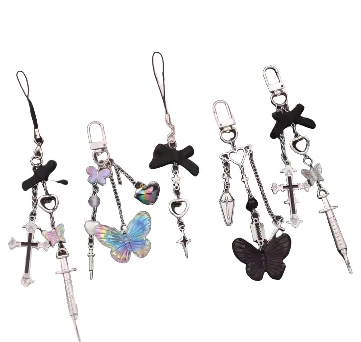 HOT Cute Women Bag Key Chain Accessories Jewelry Gifts Colorful Metal Soft Enamel Insects Butterfly Keychain with Keyring