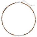 2024 New Cold Silver Tiger Eye Stone Beaded Chain Heart Necklace Stacking Universal Jewelry Customized
