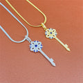 Wholesale No Fade Luxury Fashion Jewelry Best Friendship Zircon Necklace Four Leaf Flower Key Pendant Necklace