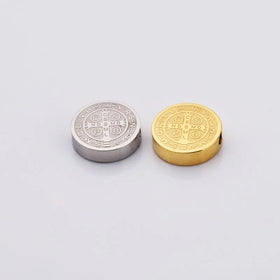 3*1cm Stainless Steel Small Hole Beads Double-sided Round Beads Pendant Necklace DIY Jewelry Accessories