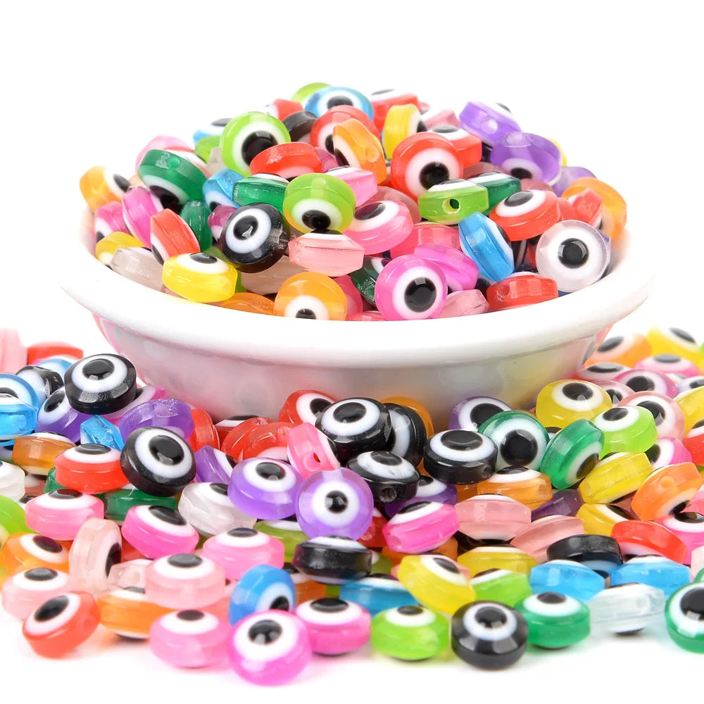 JC Crystal Hot Sale Oblate Evil Eye Bead for Bracelet Necklace Accessories Beads for Jewelry Making