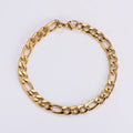 Classic Unisex Stainless Steel Gold Plated Bracelet Fashion Jewellery with Geometric Figaro Link Chain for Men and Women