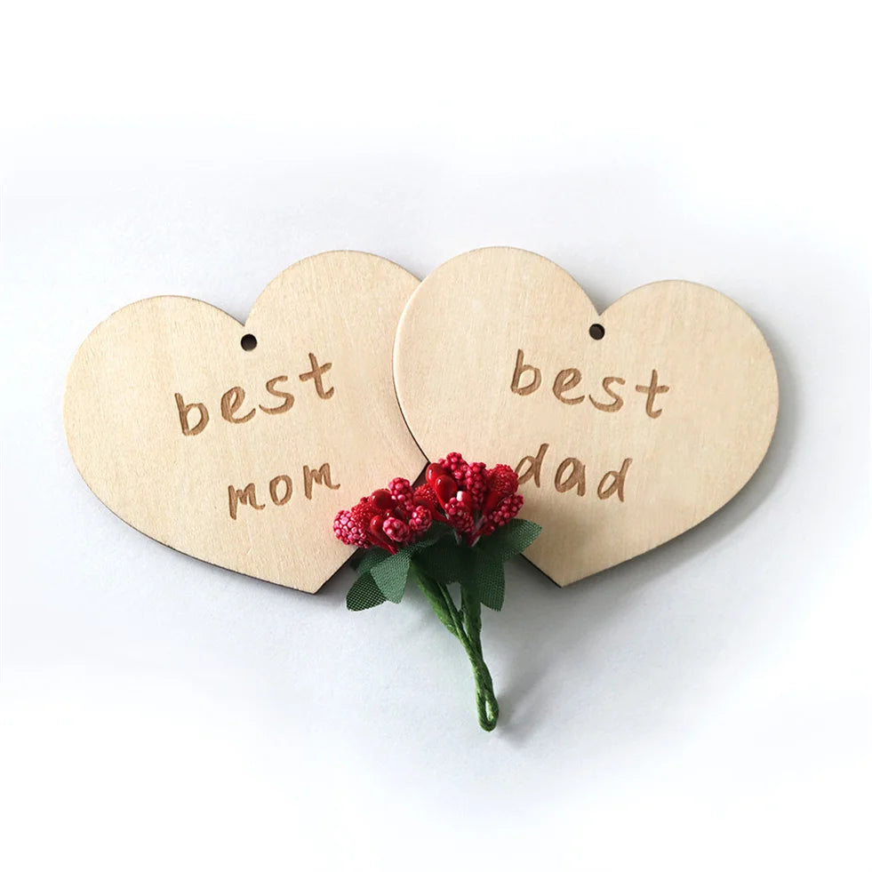 DIY Wooden Heart Cards Express Blessing Gifts Wooden Card Pendant Decoration