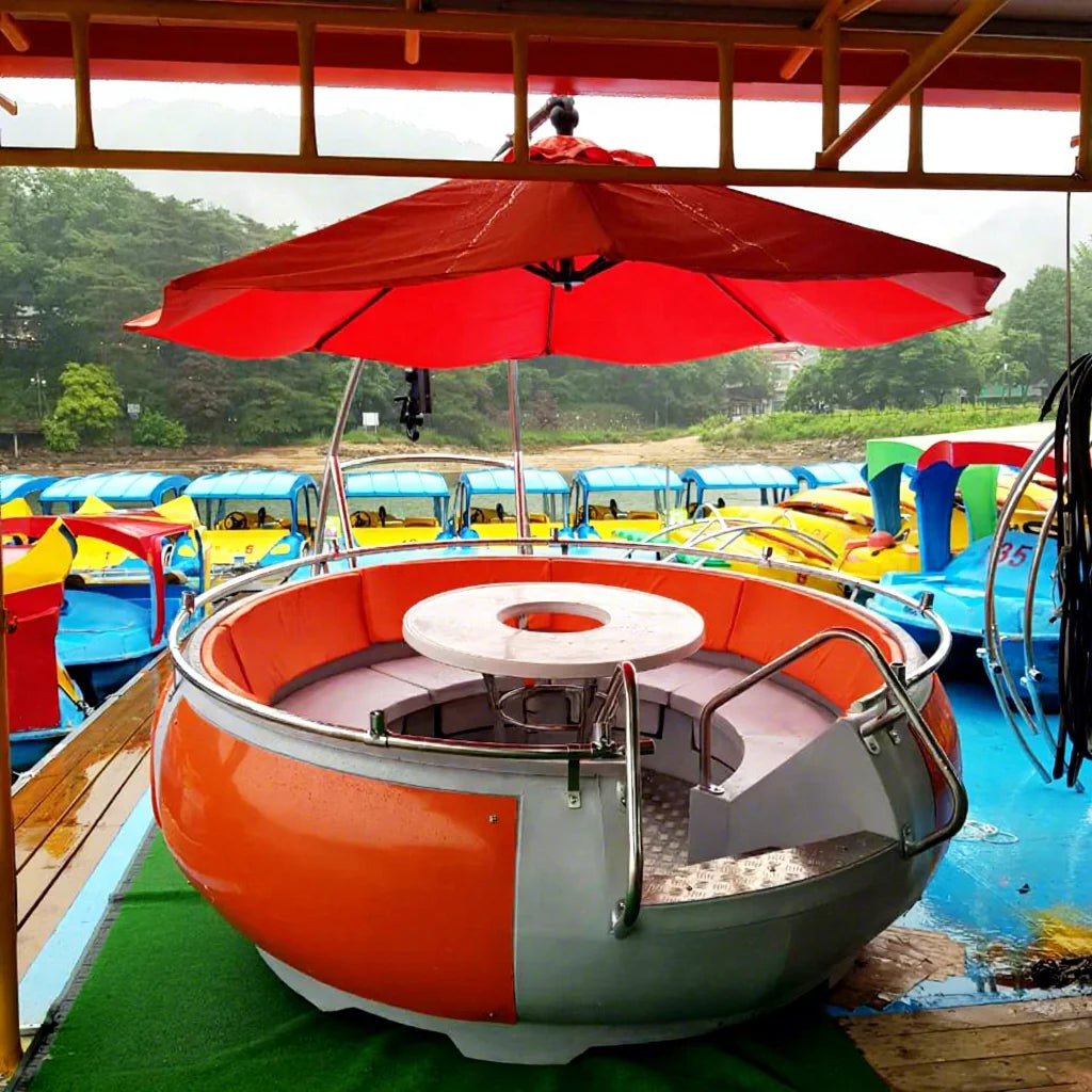 PE Material Picnic Floating Water Slide Park Equipment Durable One-Piece BBQ Donut Boat for Barbecue Dinner Party