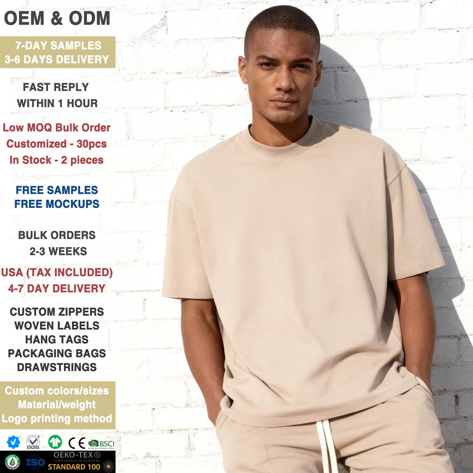 100% Organic Cotton Oversized Men's T-shirt Heavy 320gsm Small Neckline Streetwear Custom logo Tshirt t Shirt Tee