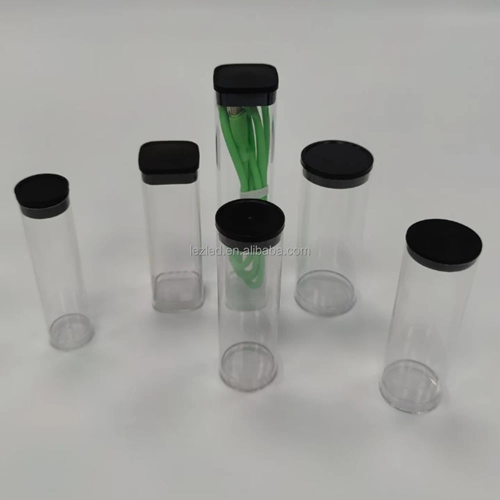 OEM Wholesale Clear Cylinder Plastic Packaging Tube with Screw Cap for Snacks Storage Containers