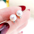 E1789 8-9mm DIY Natural Freshwater Pearl Charm Earrings Mounting Accessory 925 Sterling Silver Gold Plated  Jewelry for Women
