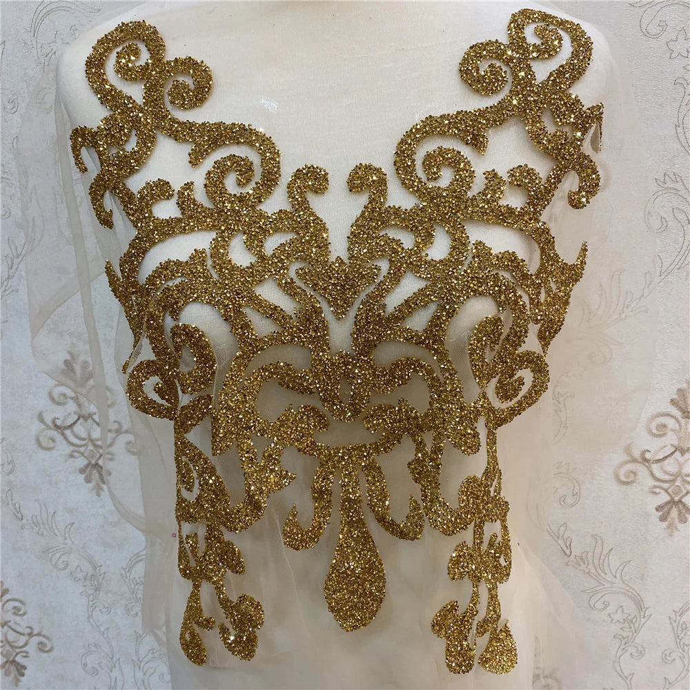 New Craft Transters  Wedding Embroidered Crystal Rhinestone Collar Necklace  Patches Iron on Clothes