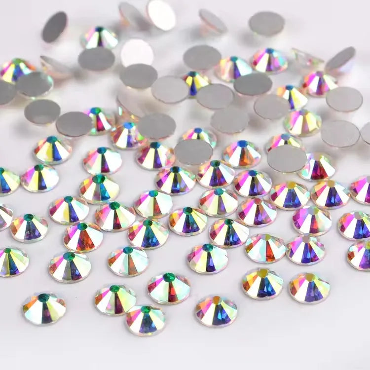 Wholesale Crystal AB Non Hot Fix Flatback Rhinestones Bulk for Clothes  DIY Loose Glass Glue on Back Rhinestones