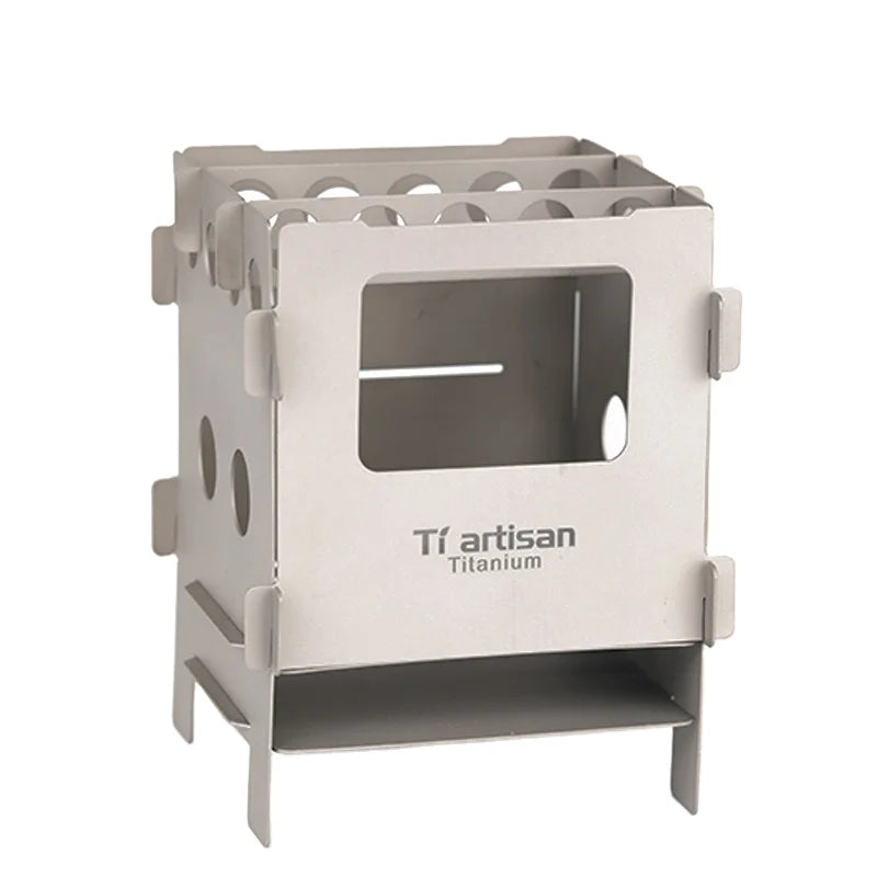 Wood Stove Titanium Lightweight Folding Picnic Cooking Burners Backpacking Furnace Outdoor Camping Chinese Tiartisan 226g
