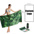 Wholesale Green Leaf Printed Summer Microfiber Light Weight Sand Free Quick Drying Beach Towel Custom
