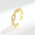 Adjustable Open Shiny Cz Zircon Stone Pave Stackable Eternity Wedding Band Ring 18K Gold Plated Brass Cubic Zirconia Ring Female