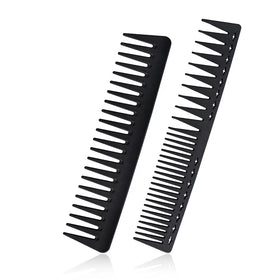 Two Piece Set of Oil Head Comb Carbon Fiber Material Heat Resistant Anti Static Wide Density Deign Comb