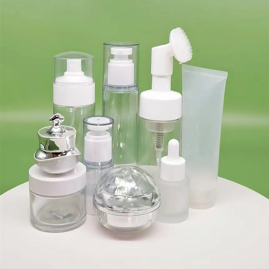 Hot Sale15ml 30ml 50g150ml clear Cosmetic Cream Lotion Bottle Plastic Vacuum Dropper Oil  Pump Bottle Cosmetic Skin Care Set