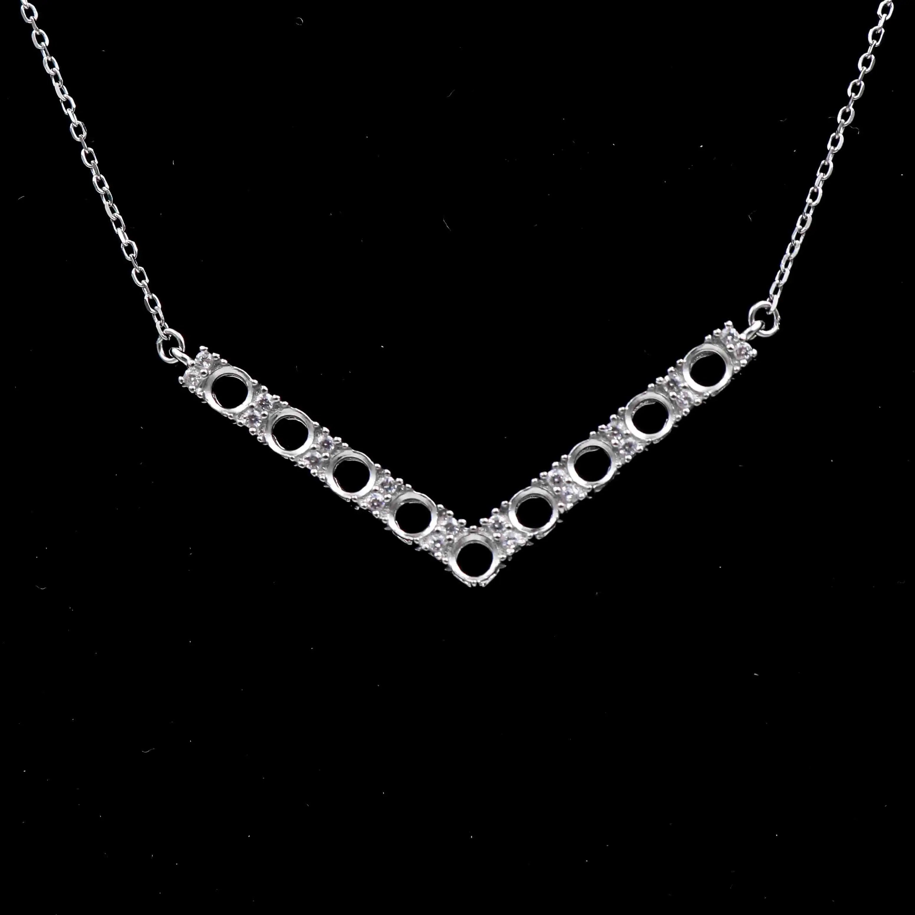 Sterling Silver 3mm/4mm Semi Mount Necklace Empty Frame Blank Support Setting Base Holder Without Center Stone for Inlay DIY