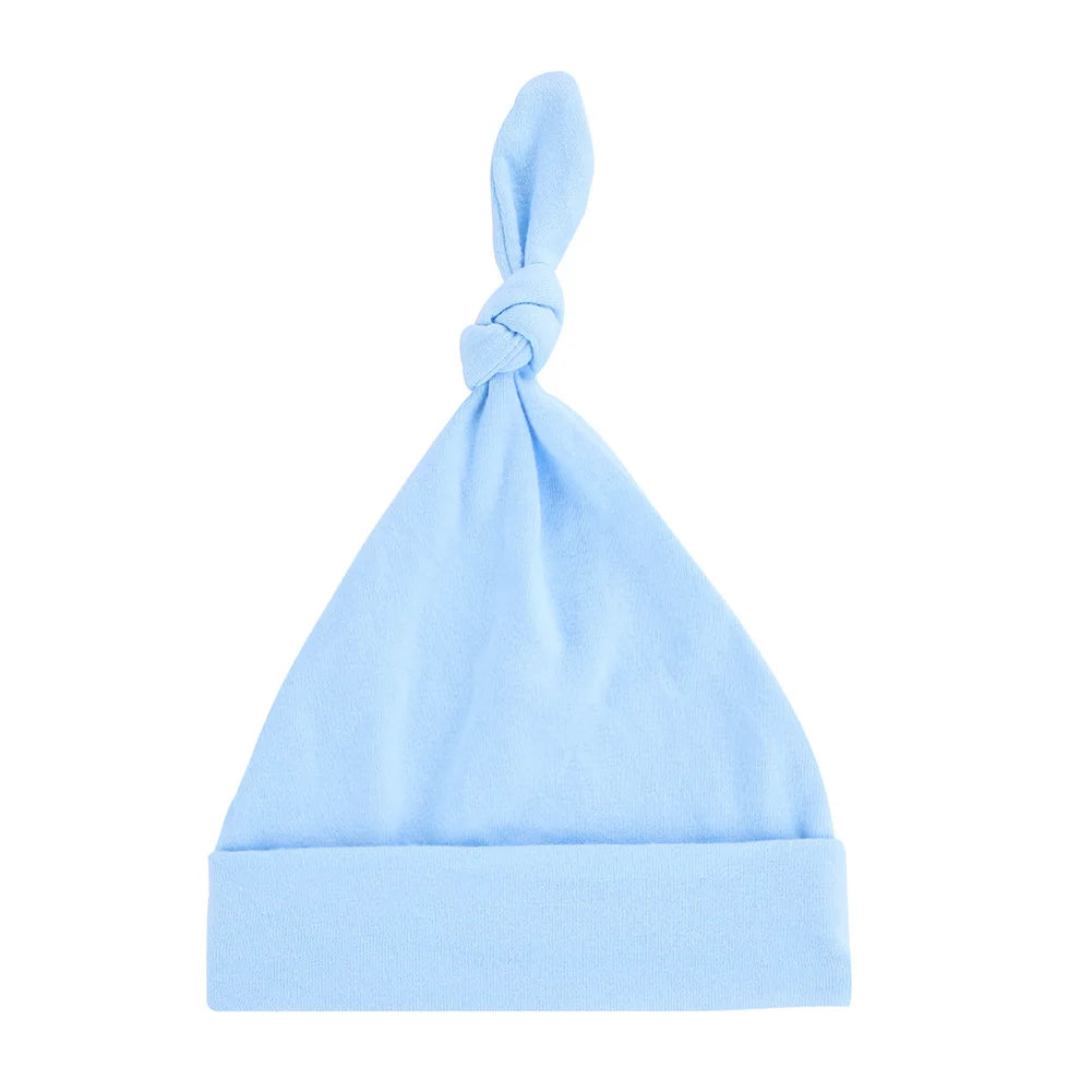 Wholesale Baby Hats Newborn Cotton Soft Adjustable Stretchy Unisex Boy Girl Fashion Custom Logo Plain Knotted Hat
