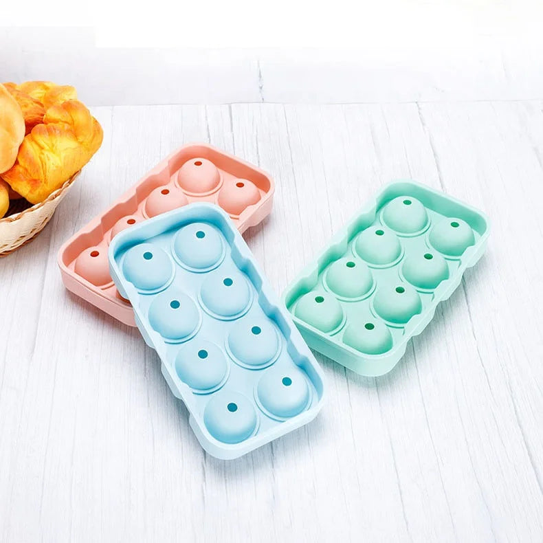 8 Cavity BPA Free Reusable Silicone Ice Round Hockey Ice Ball Mold for Bartending Ice Maker