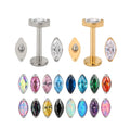 Fine Earring ASTM F136 Titanium Marquise Crystal Blaze Set Fan Top Threaded Labret Piercing Lip Ring Fashion Jewelry Wholesale