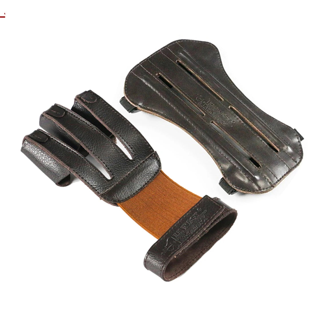 Archery 3 Finger Gloves Arm Guard 19CM Ox Leather Protection Gloves Hunting Shooting Accessories
