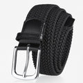Classic Metal Buckle Adjustable Woven Fabric Mens Golf Belt with Braided Stretch Elastic