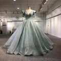 9808 High Quality Heavy Handmade Luxury Beaded Sparkling Sequins V Neck Ladies Party Evening Dress
