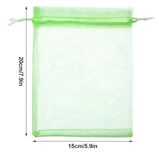 Reusable Green Organza Fruit Protection Bags Garden Mesh Drawstring Netting Anti Bird Wasp Pest Control for Grapes Fruit Tree
