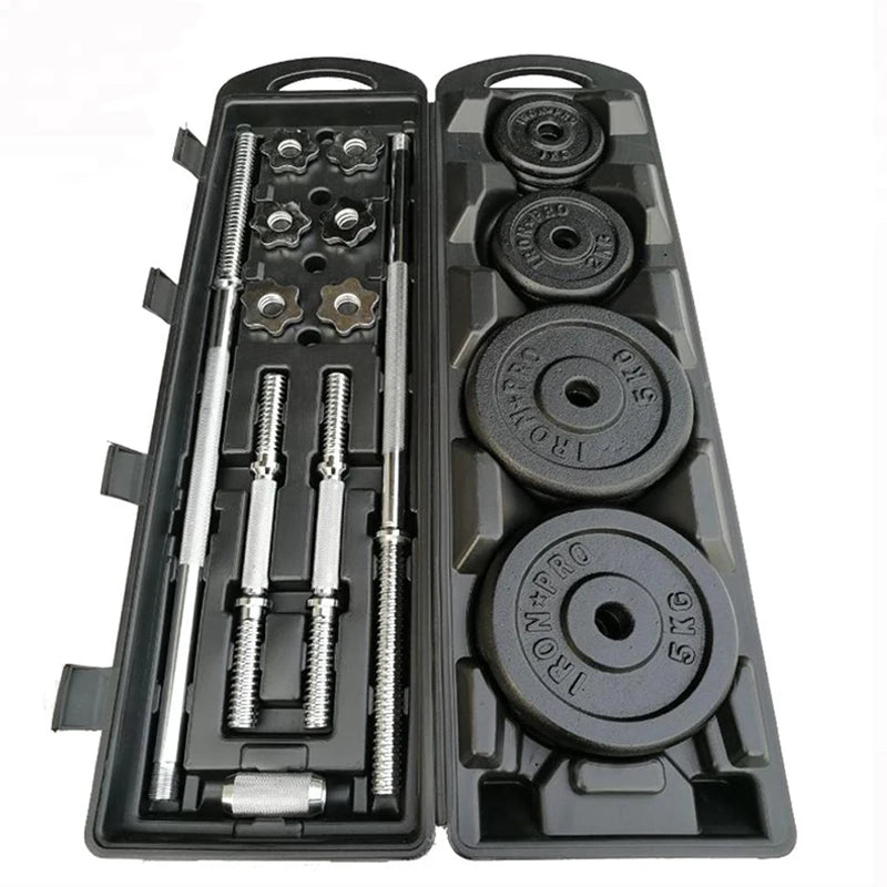 Hot Sale Weight Lifting Black 50 KG Paint Barbell Dumbbell Set with Case