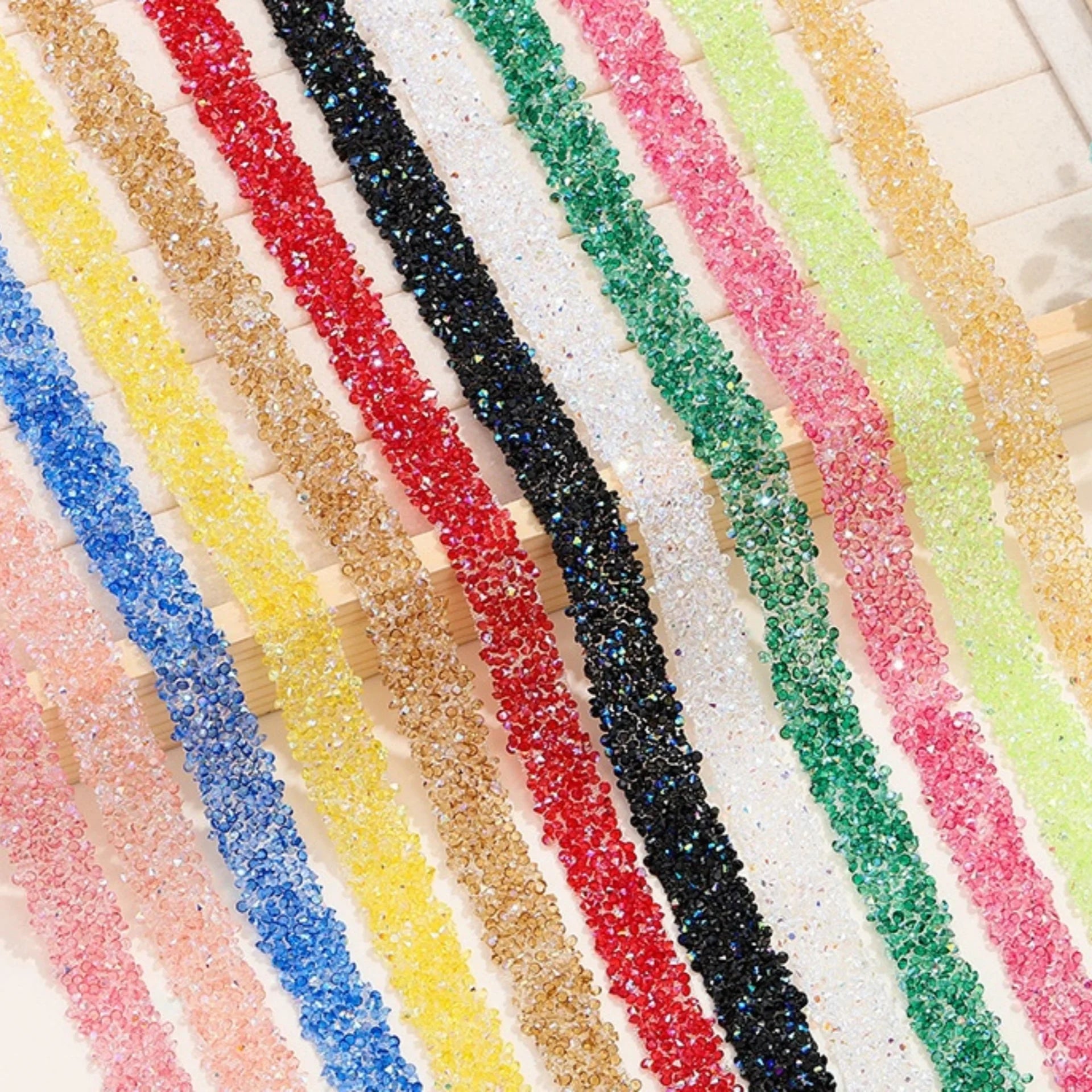Double Sided Tape Width 1.5cm Drill Hot Melt Adhesive Transparent AB Rhinestone Chain for DIY Clothing Headbands Making