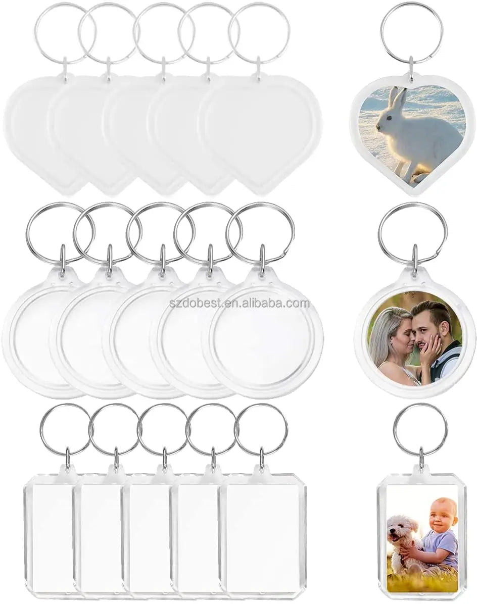 Memorial Promotional Clear Acrylic Custom Plastic Keychain With Picture Frame