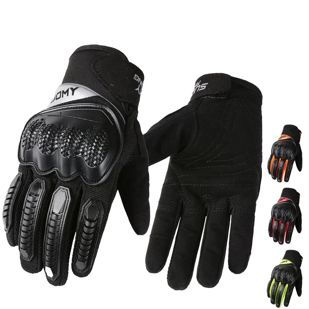 SUOMY Men's Motorcycle Gloves Spring Summer Cycling Gloves Touchscreen Full Finger Motocross Motorcyclist Gloves PVC Protective