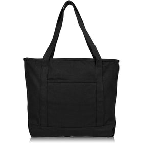 Eco-Friendly Black Cotton Canvas Zipper Tote Yoga Bags With Front Pocket Storage for Women