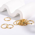 Vintage Stainless Steel Round Colorful Zircon Finger Ring 18K Gold Plated Tiny Cz Birthstone Ring for Women