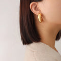 Wholesale Exaggerated Statement Thick 18k Gold Plated Stainless Steel Simple Fashion Jewelry Men Women Hoop Earring