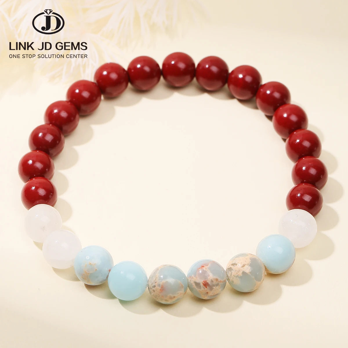 JD GEMS Factory Price Simple Style Stone Bead Bangle Purple Cinnabar Shoushan White Jade Unisex Anniversary Bracelet