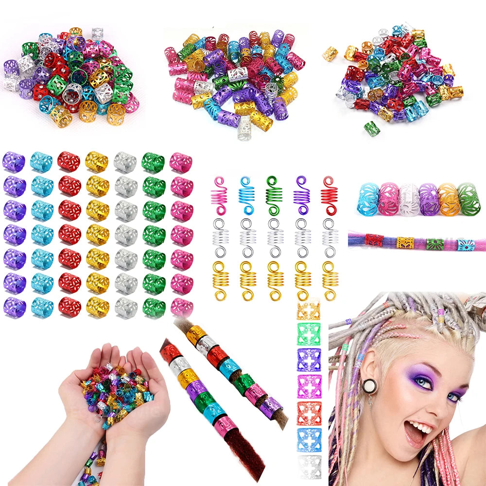 1pcs Mix Silver Golden Plated Hair Braid Dread Dreadlock Beads Adjustable Cuff Metal Braid Accessories Hair Beads Dreadlock