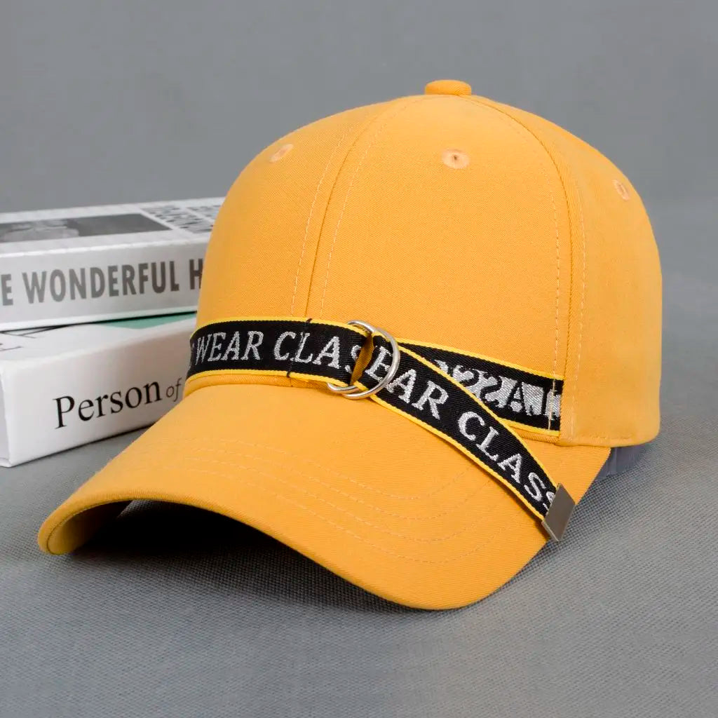 Unisex Adjustable Yellow Letter Printed Baseball Cap Casual Hip Hop Streetwear Common Cotton Snapback Trendy Headwear Men Women