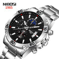 NIBOSI 2502 Custom Brand Quartz Strap Wristwatch Movt Quartz Watch Stainless Steel Buckle Watch for Men
