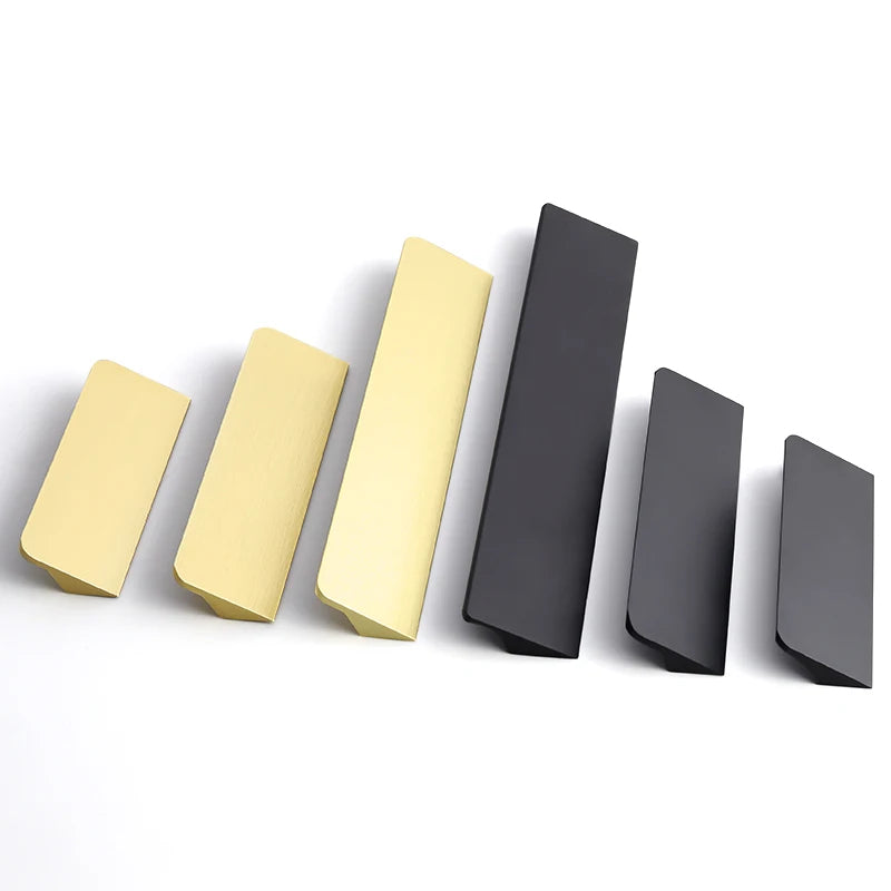 OUKALI Simpole Modern Black Brushed Gold Aluminum Alloy 128mm Furniture Drawer Handles